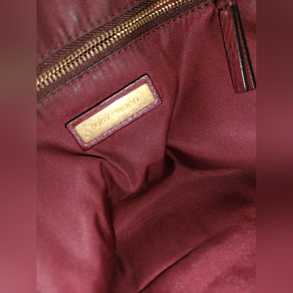 Tory Burch Designer McGraw Leather Burgundy Tote Purse Handbag - Picture 11 of 12